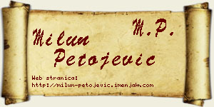 Milun Petojević vizit kartica
